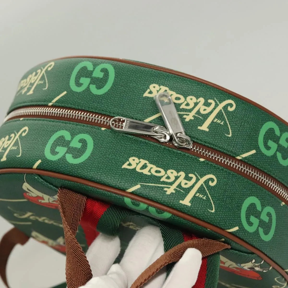 Gucci The Jetsons Web Sherry Line Roun Jetsons Web Sherry Line Pvc Green Pvc Backpack Bag (Pre-Owned)