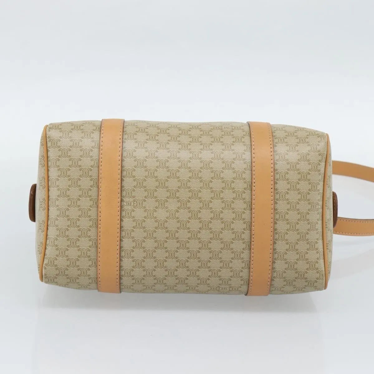 Celine Vintage Macadam Boston Canvas Beige Canvas Handbag (Pre-Owned)