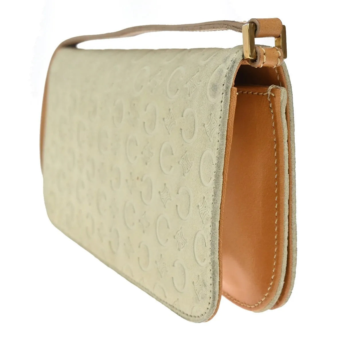 Celine C Macadam Shoulder Suede Beige Suede Clutche & Pouche Bag (Pre-Owned)