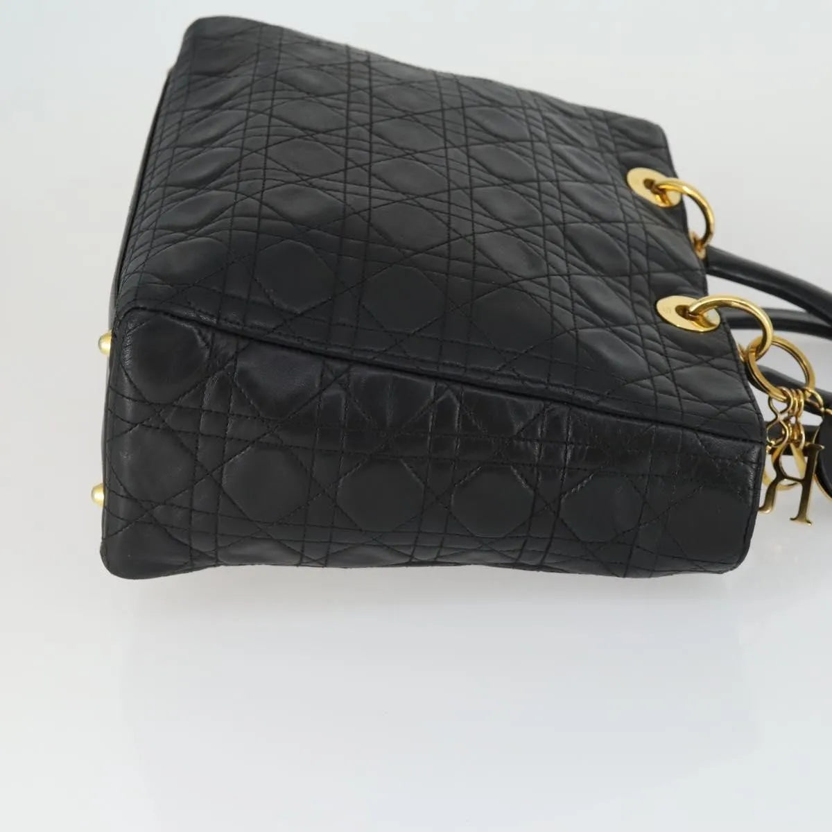 Christian Dior Lady Cannage Matelassé Black Leather Tote Bag Bag (Pre-Owned)