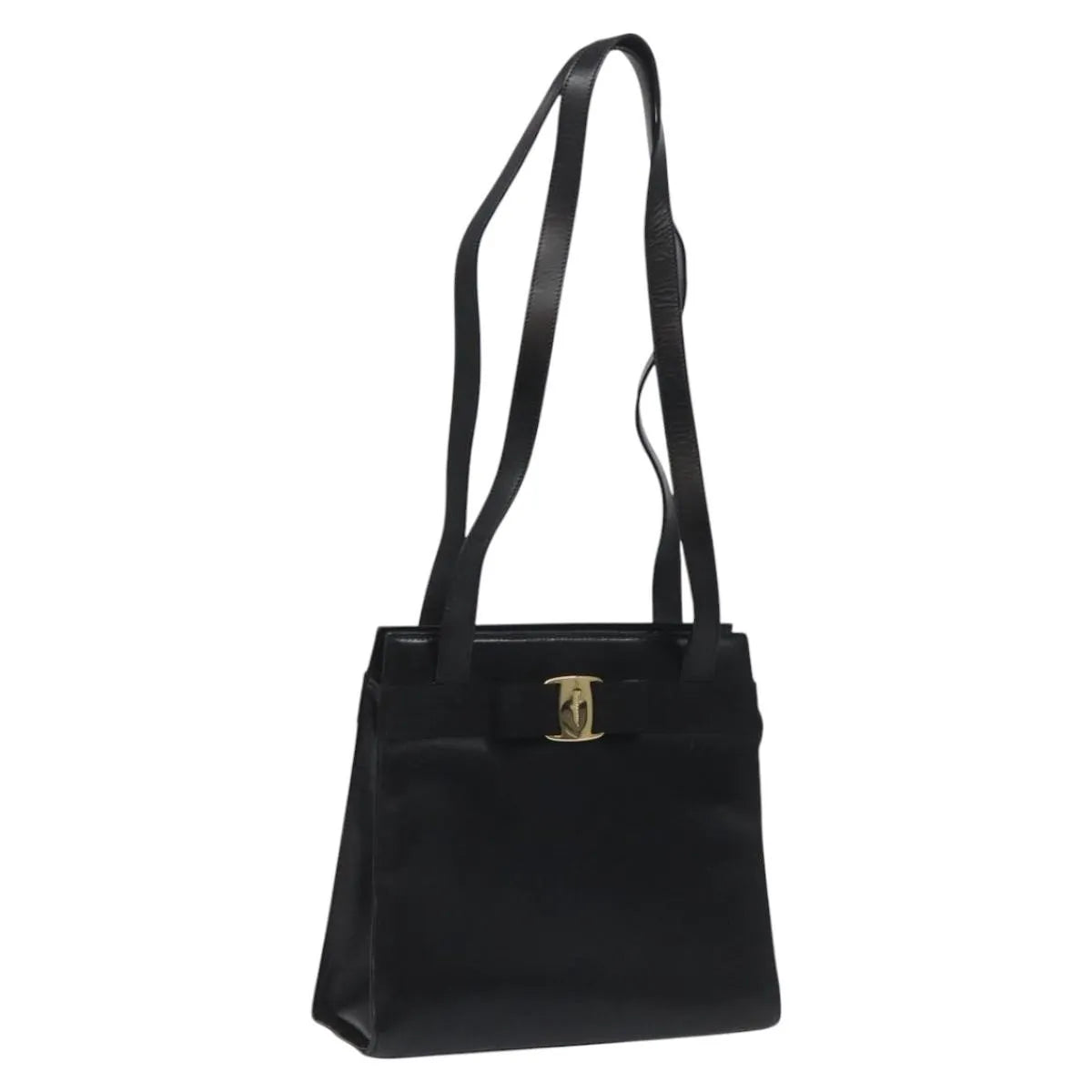 Salvatore Ferragamo Vala Leather Black Leather Shoulder Bag Bag (Pre-Owned)