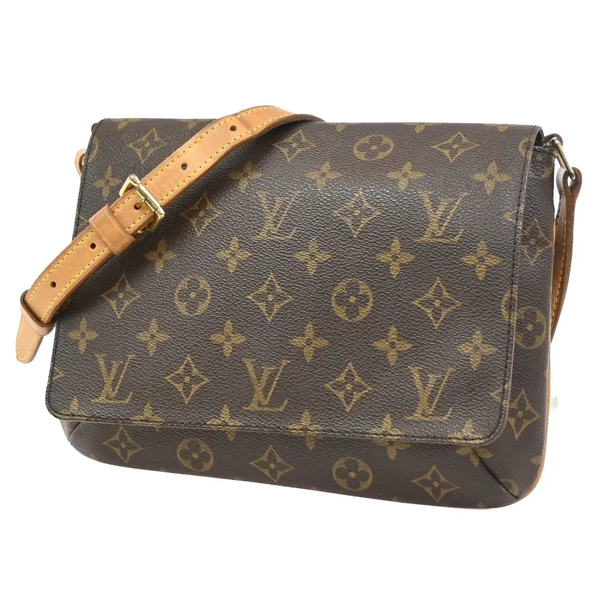 Louis Vuitton Musette Tango Monogram Canvas Brown Leather Shoulder Bag Bag (Pre-Owned)