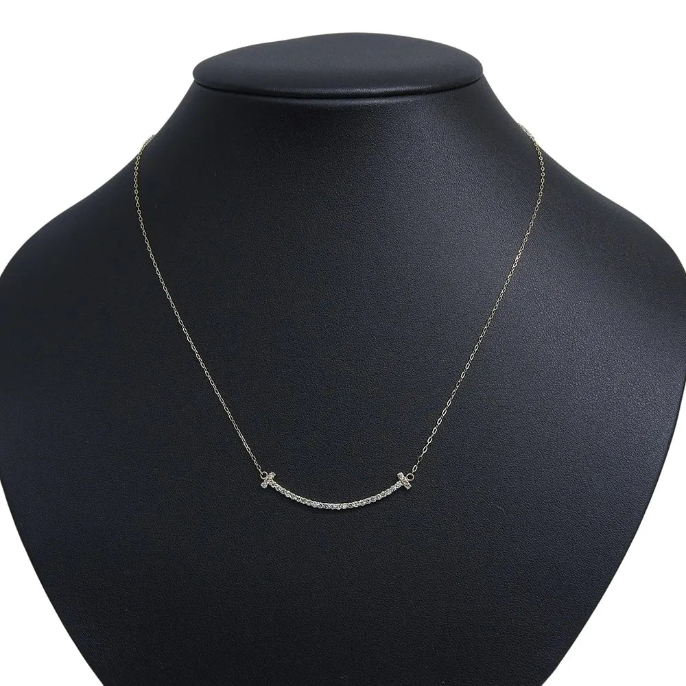 Tiffany & Co. T Smile Pendant 18K Yellow Gold With Diamonds Gold Yellow_Gold Necklace Jewelry (Pre-Owned)
