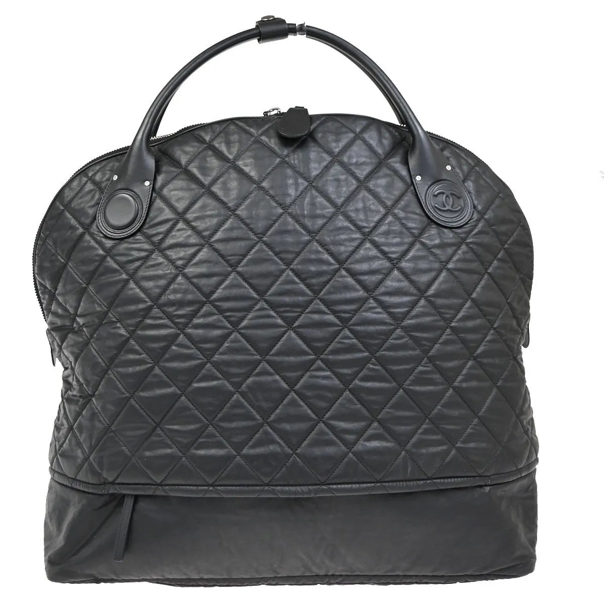 Chanel Horizontal Sport Weekender Quilted Coated Canvas Black Nylon Travel Bag Bag (Pre-Owned)