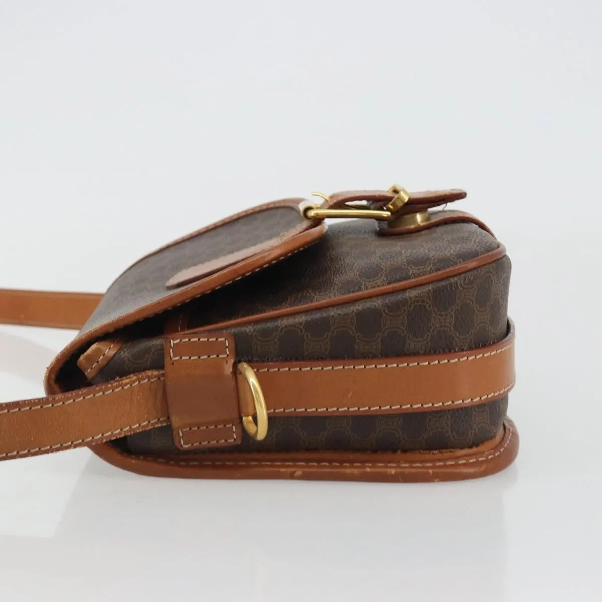 Celine Vintage Macadam Canvas And Leather Brown Canvas Shoulder Bag Bag (Pre-Owned)