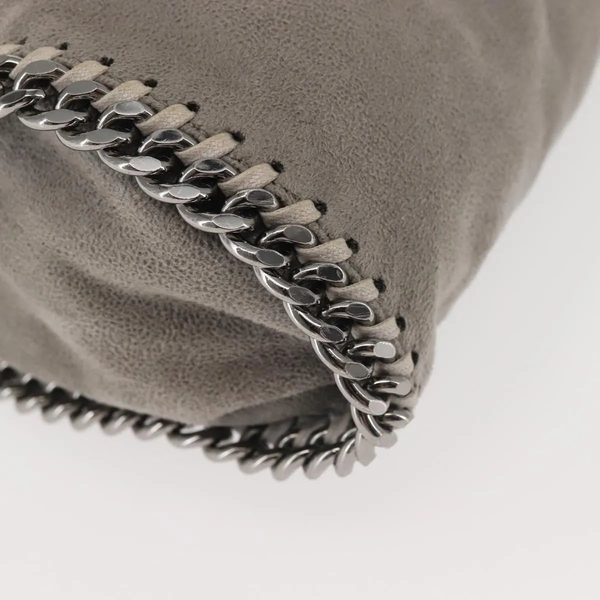 Stella Mccartney Falabella Fold Over Faux Suede Gray Synthetic Shoulder Bag Bag (Pre-Owned)