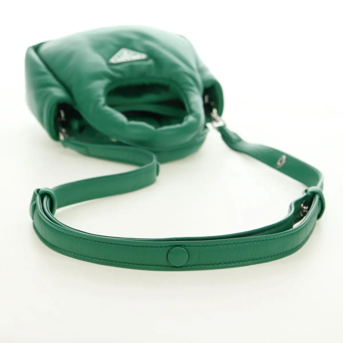 Prada Padded Soft Tote Leather Green Leather Handbag (Pre-Owned)