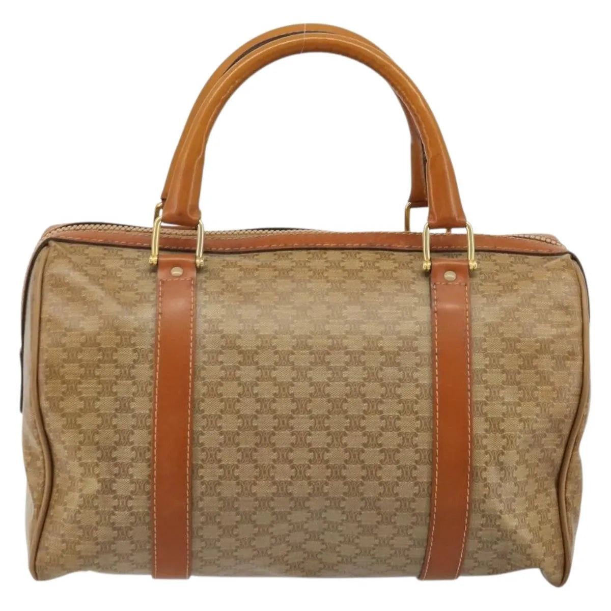Celine Vintage Macadam Canvas And Leather Beige Canvas Handbag (Pre-Owned)