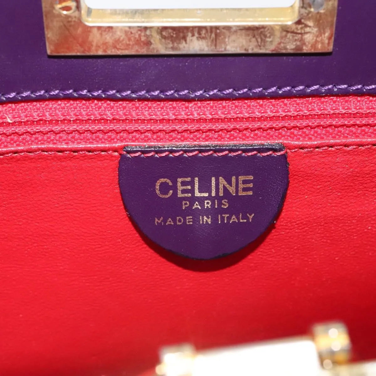 Celine Vintage Leather Purple Leather Handbag (Pre-Owned)