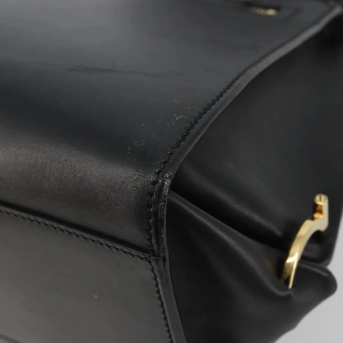 Salvatore Ferragamo Sofia Satchel Smooth Leather Black Leather Handbag (Pre-Owned)