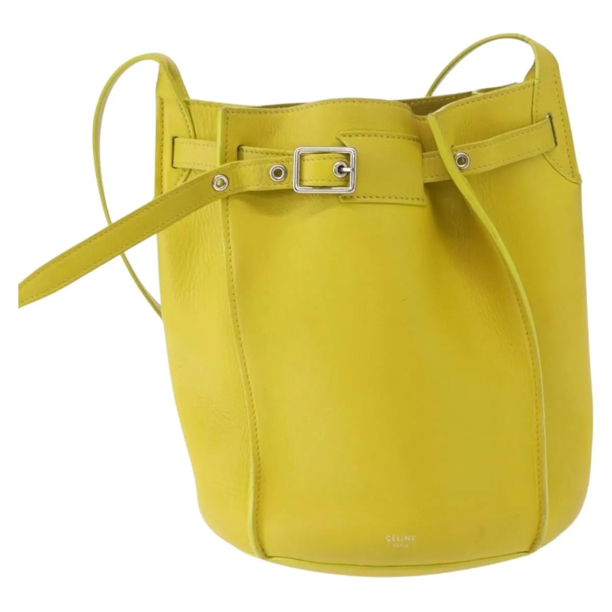 Celine Long Strap Big Bag Bucket Leather Yellow Leather Shoulder Bag Bag (Pre-Owned)