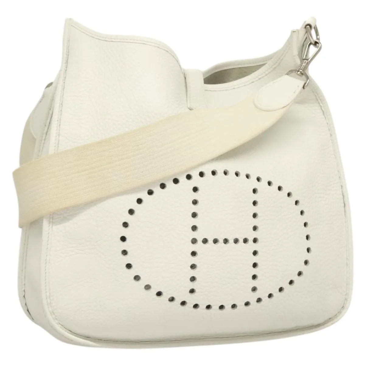 Hermes Evelyne Bag Gen I Togo White Leather Handbag (Pre-Owned)