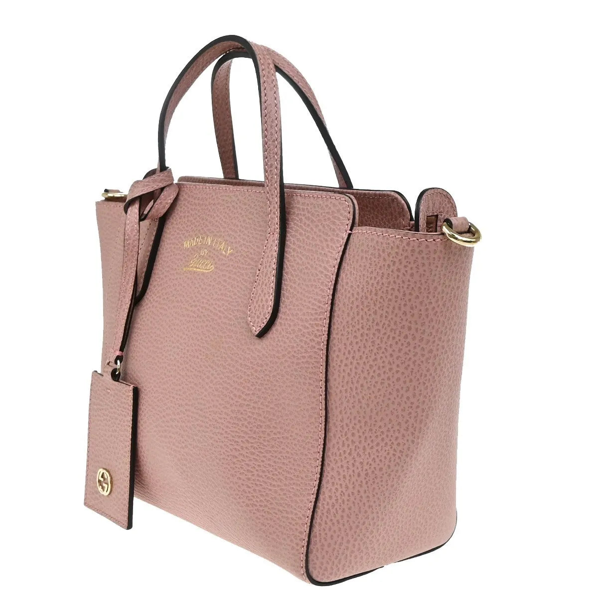 Gucci Swing Pebbled Leather Pink Leather Handbag (Pre-Owned)