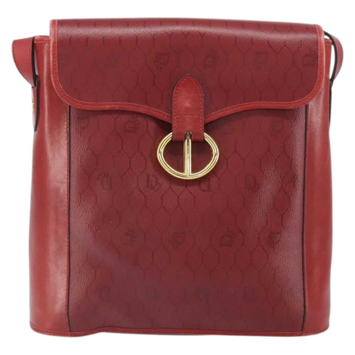 Christian Dior Vintage Honeycomb Flap Canvas And Leather Red Canvas Shoulder Bag Bag (Pre-Owned)