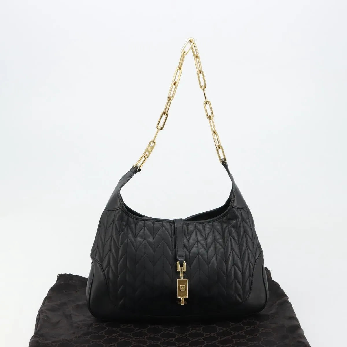 Gucci Vintage Jackie Shoulder Bag Canvas And Leather Black Leather Handbag (Pre-Owned)