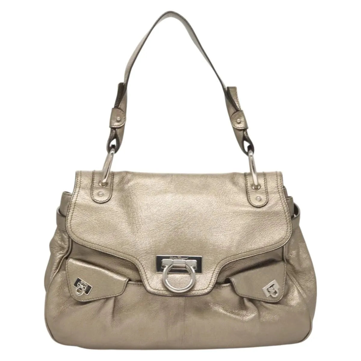 Salvatore Ferragamo Sofia Satchel Leather Gold Leather Shoulder Bag Bag (Pre-Owned)