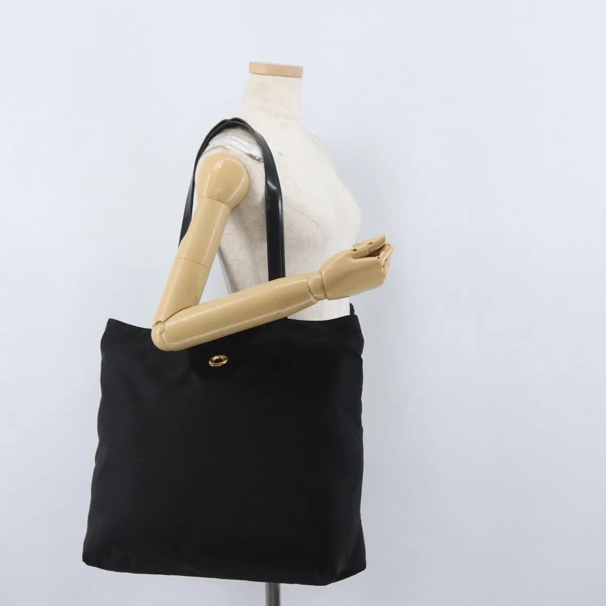 Celine Circle Logo Nylon Black Nylon Tote Bag Bag (Pre-Owned)
