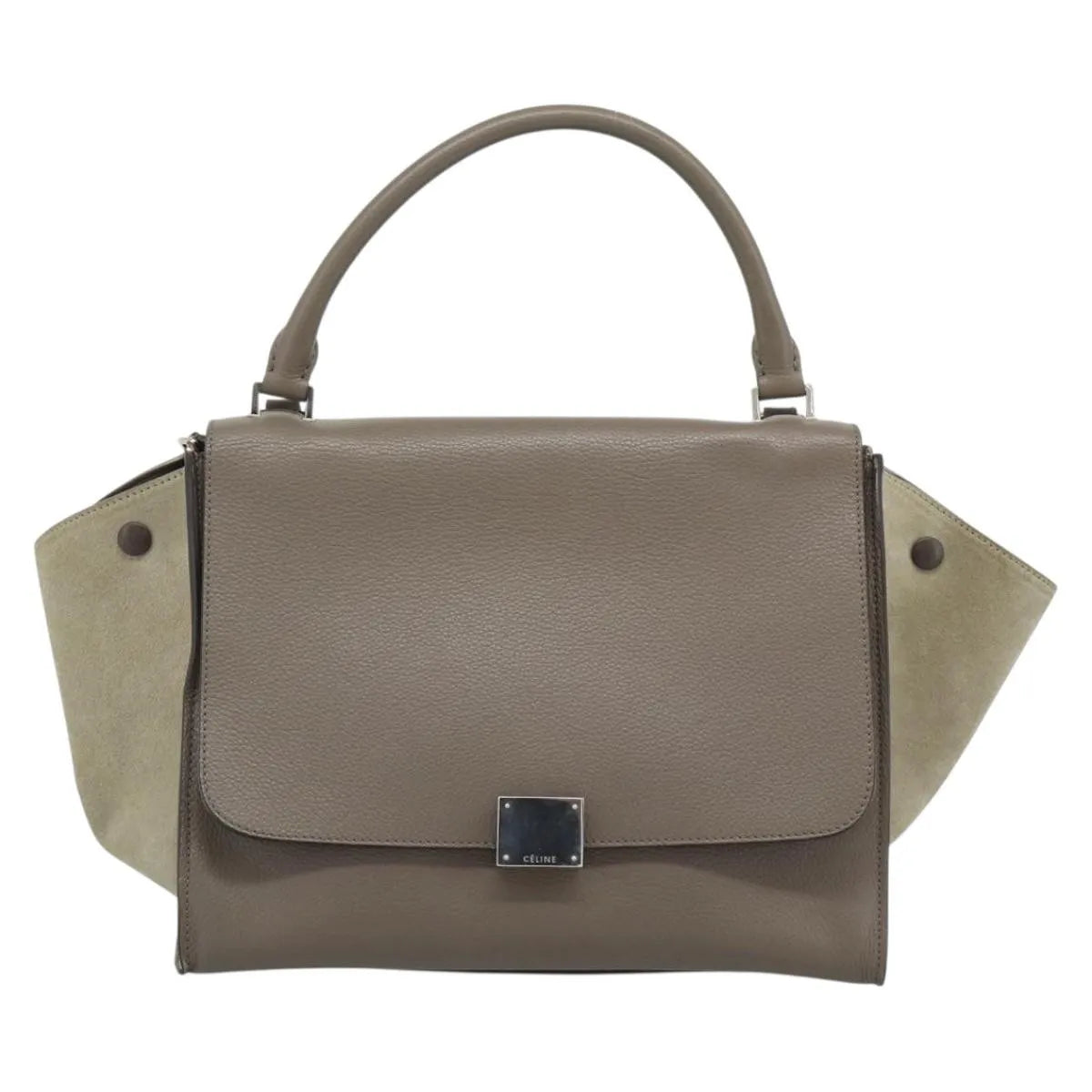 Celine Trapeze Leather With Suede Gray Leather Handbag (Pre-Owned)