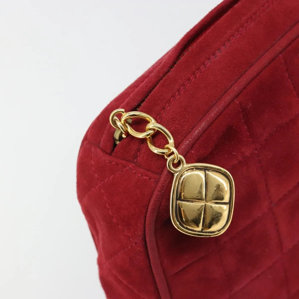 Chanel Vintage Diamond Tassel Quilted Suede Red Suede Shoulder Bag Bag (Pre-Owned)