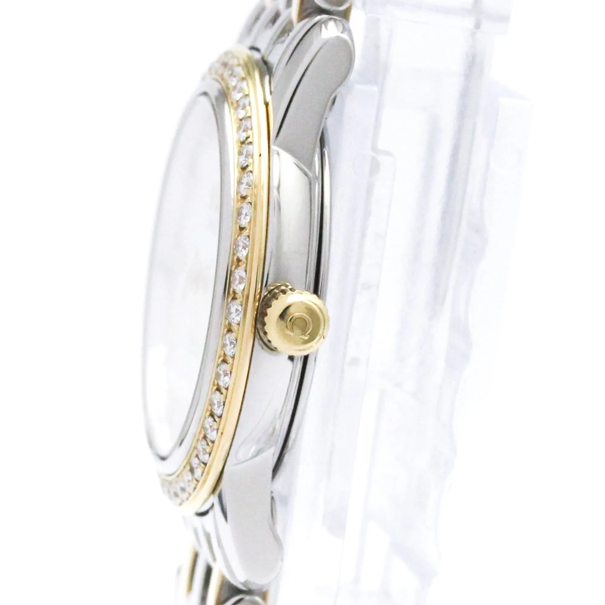 Omega De Ville Prestige Quartz Stainless Steel And Yellow Gold With Diamond Bezel And Markers Watch (Pre-Owned)
