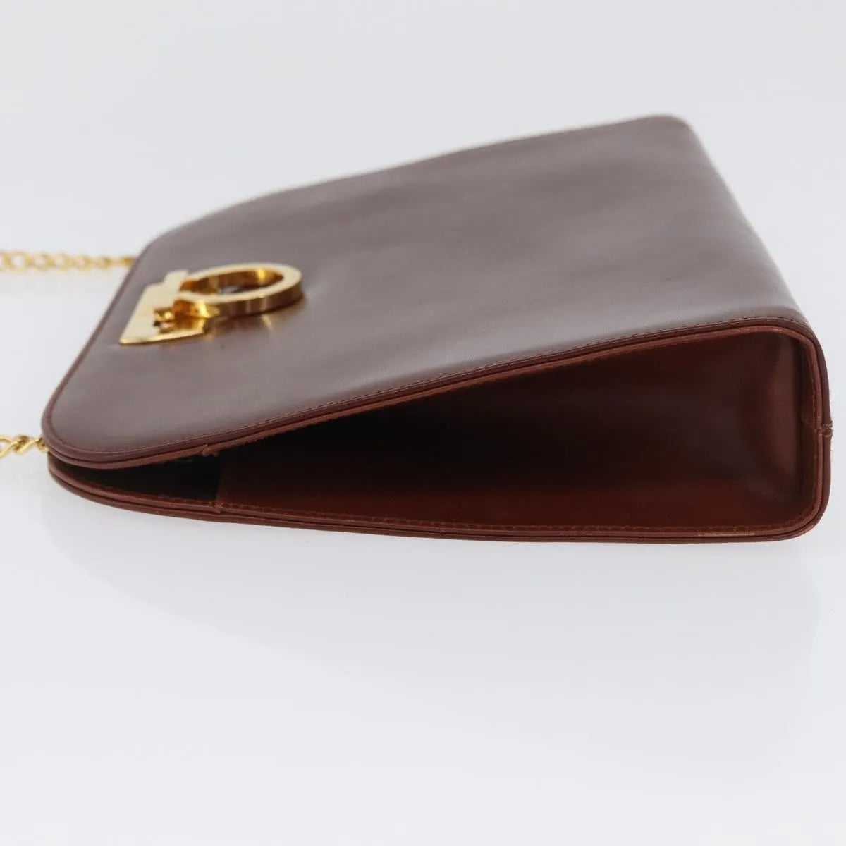 Salvatore Ferragamo Vintage Gancini Chain Leather Brown Leather Shoulder Bag Bag (Pre-Owned)