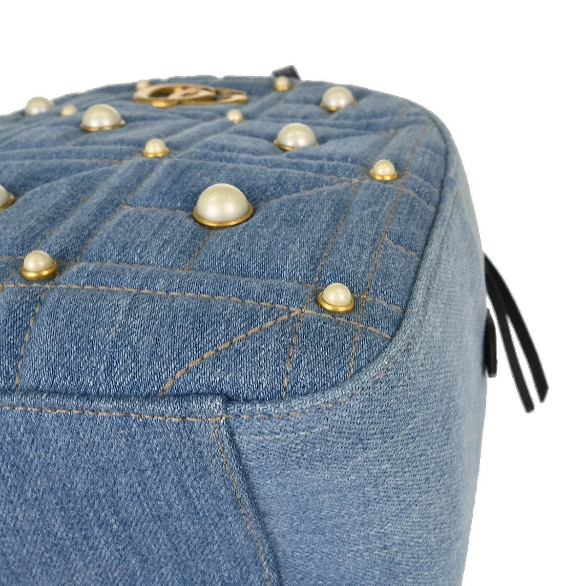 Gucci Backpack Embellished Wool Blue Denim_Jeans Backpack Bag (Pre-Owned)