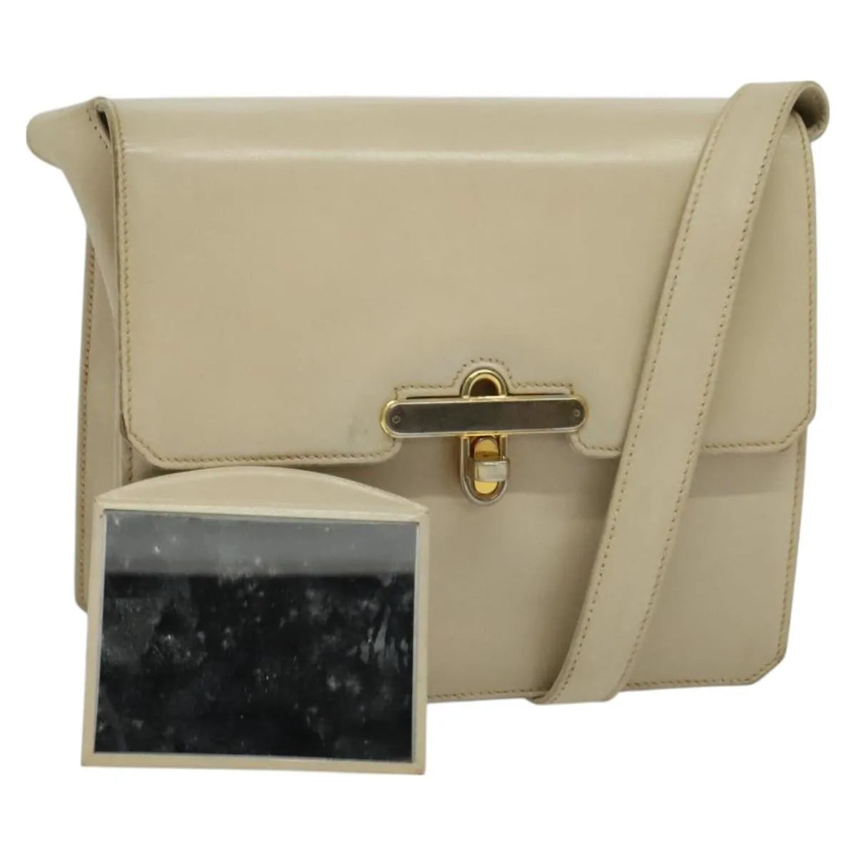 Gucci Vintage Flap Leather Beige Leather Shoulder Bag Bag (Pre-Owned)