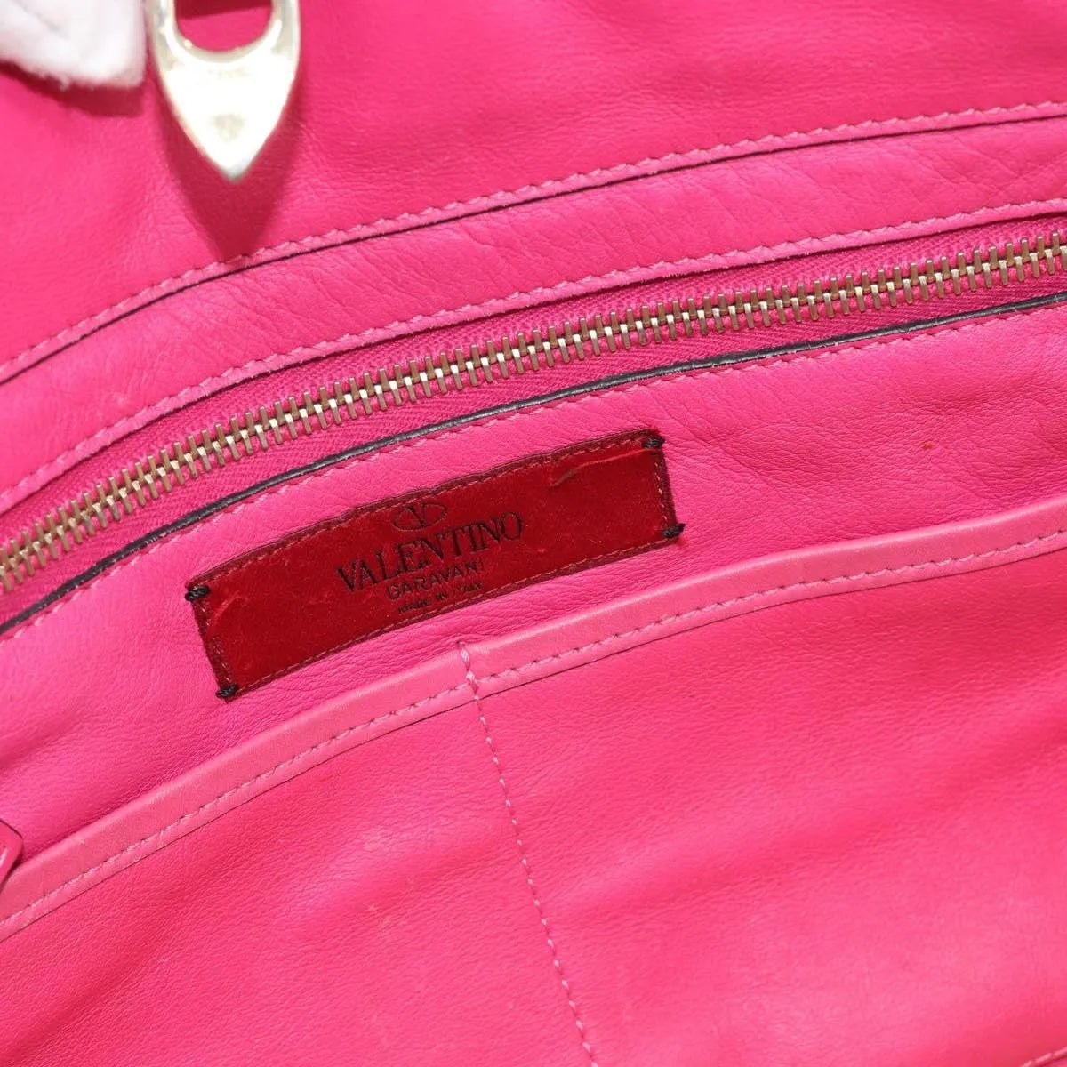 Valentino Garavani Rockstud Tote Textured Leather Pink Leather Tote Bag Bag (Pre-Owned)