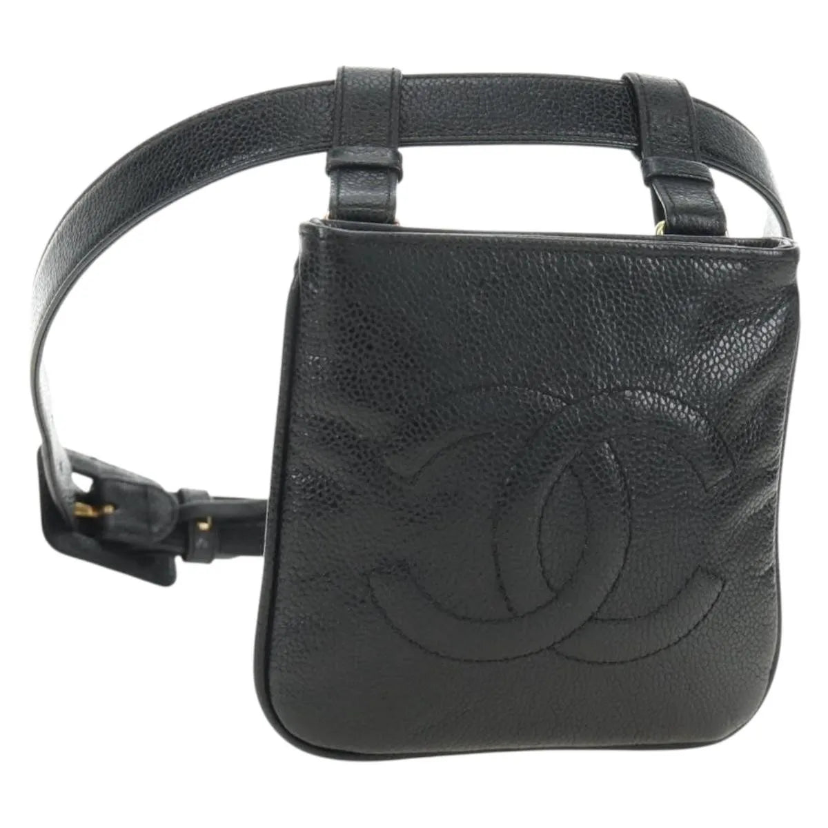 Chanel Vintage Timeless Belt Bag Caviar Black Leather Clutche & Pouche Bag (Pre-Owned)
