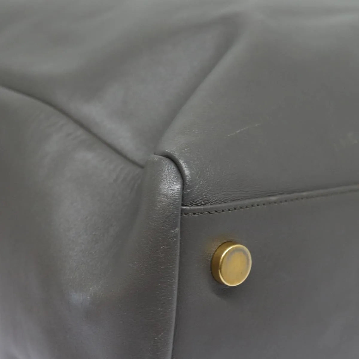 Saint Laurent Reversible North South Shopper Tote Leather Gray Leather Tote Bag Bag (Pre-Owned)