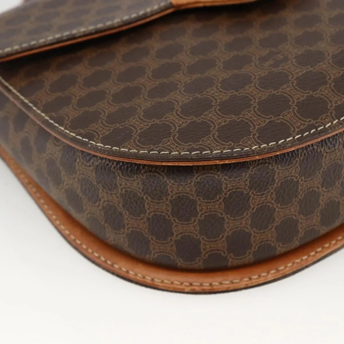 Celine Vintage Macadam Canvas And Leather Brown Canvas Handbag (Pre-Owned)