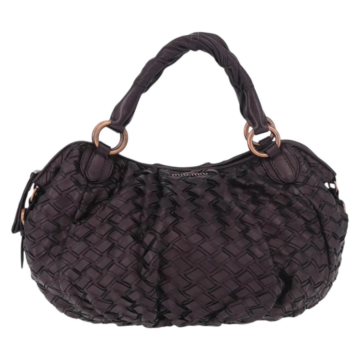Miu Miu Hobo Woven Leather Purple Leather Handbag (Pre-Owned)