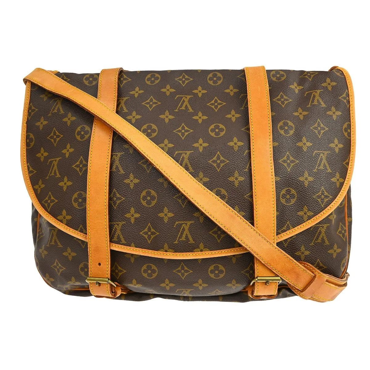 Louis Vuitton Saumur Handbag Monogram Canvas Brown Canvas Shoulder Bag Bag (Pre-Owned)