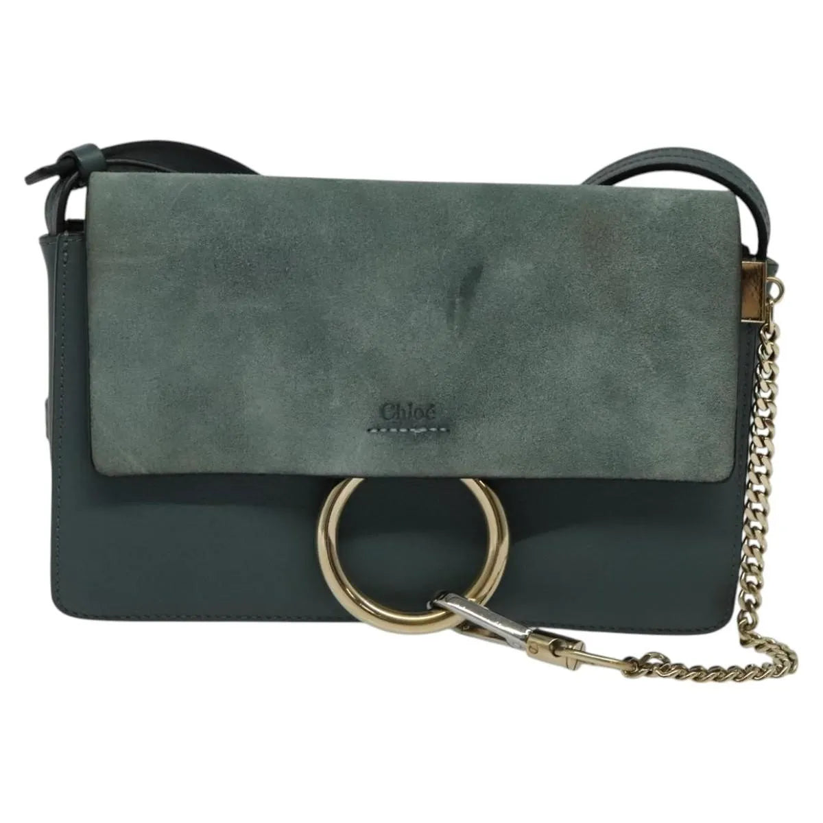 Chloe Faye Shoulder Bag Leather And Suede Blue Suede Shoulder Bag Bag (Pre-Owned)