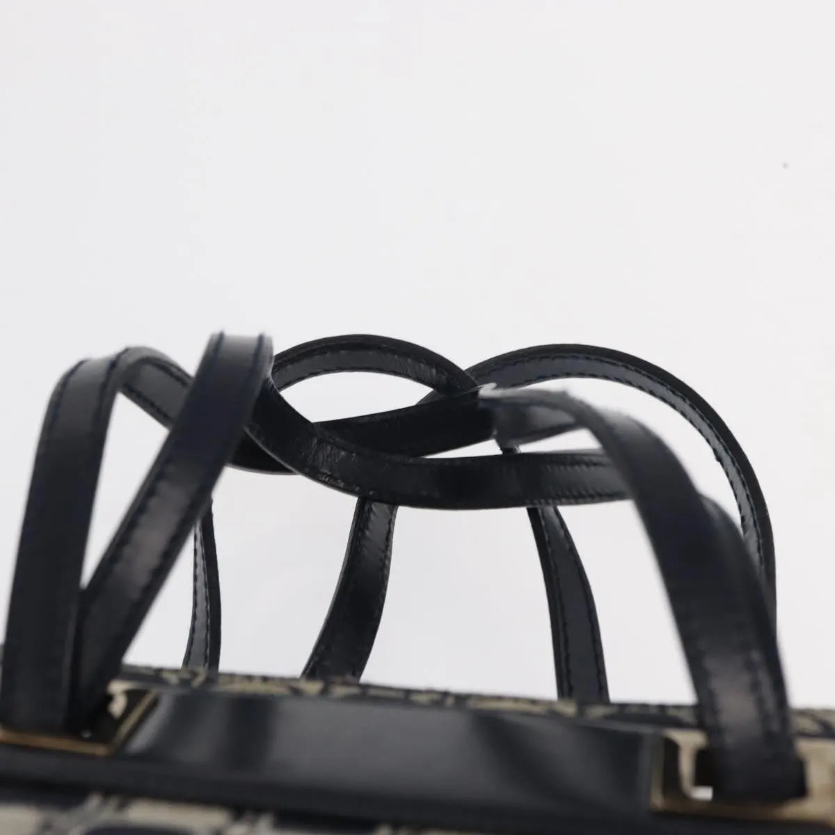 Salvatore Ferragamo Gancini Canvas And Leather Navy Canvas Shoulder Bag Bag (Pre-Owned)