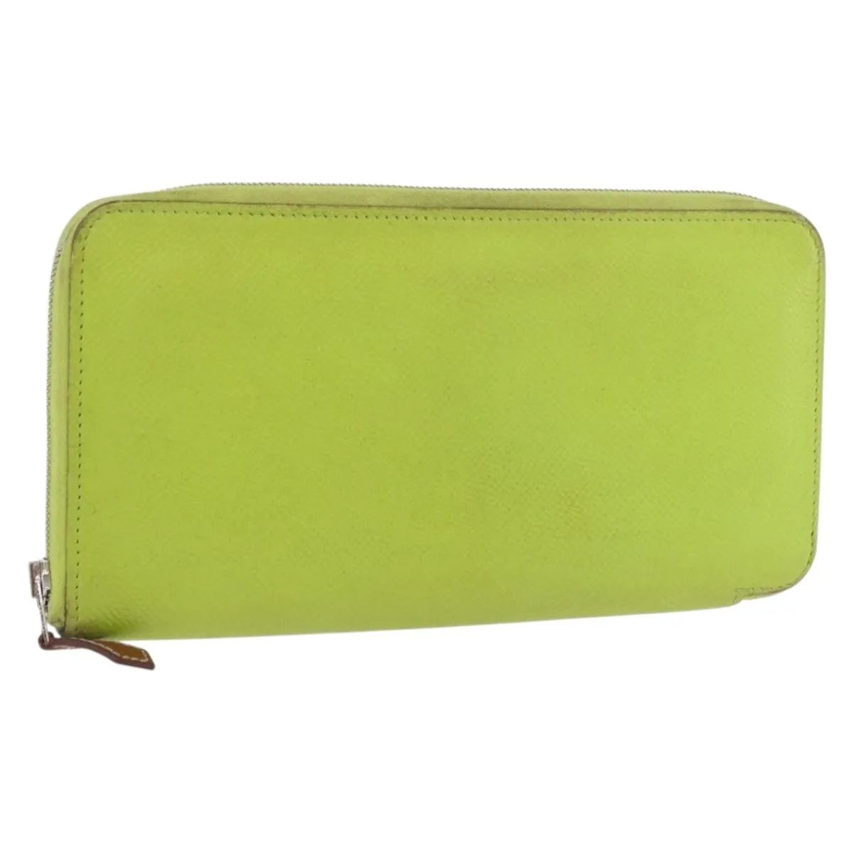 Hermes Azap Zip Around Wristlet Wallet With Lucky Strap Epsom Green Leather Wallets Accessory (Pre-Owned)