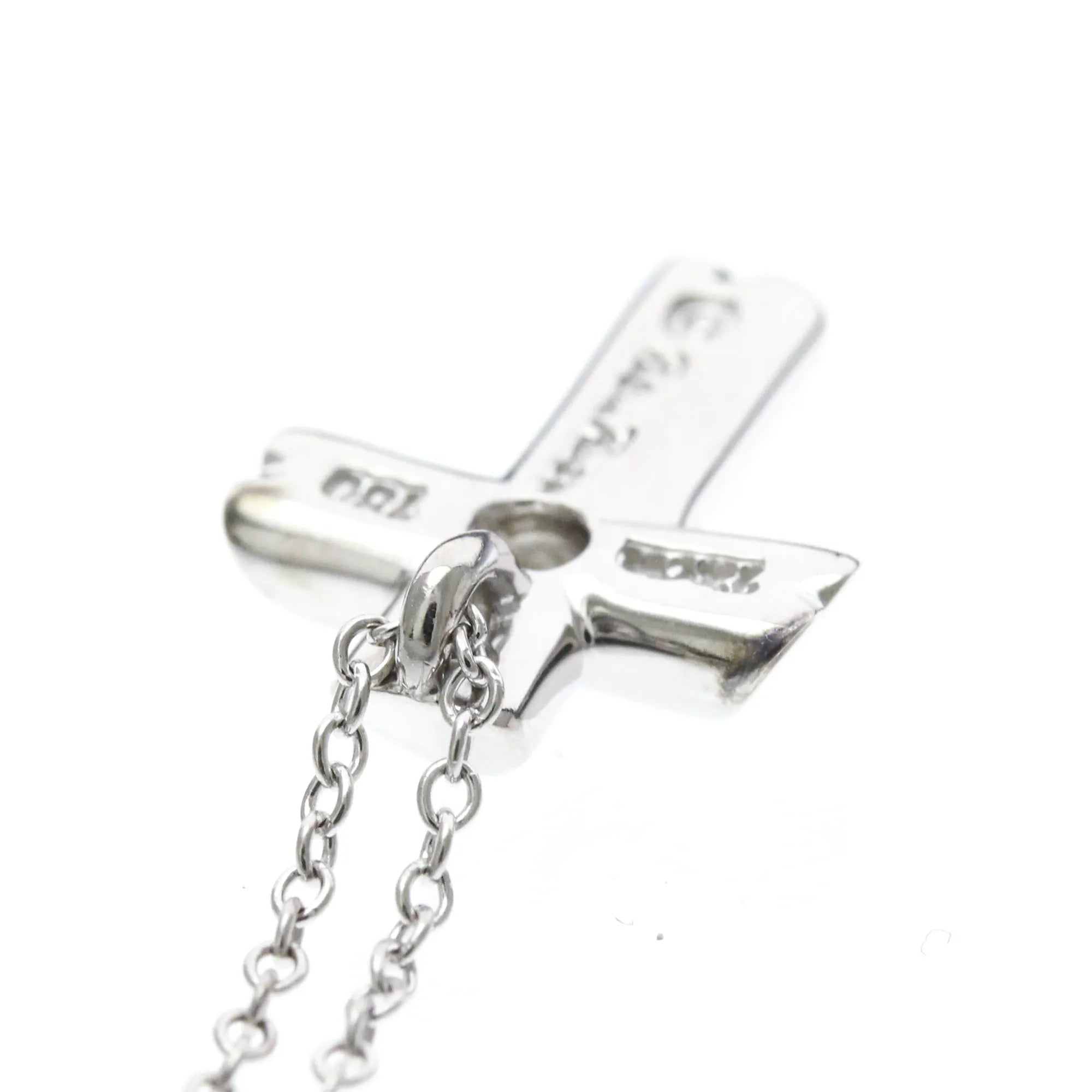 Tiffany & Co. Etoile Cross Pendant 18K White Gold With Diamonds Silver White_Gold Necklace Jewelry (Pre-Owned)