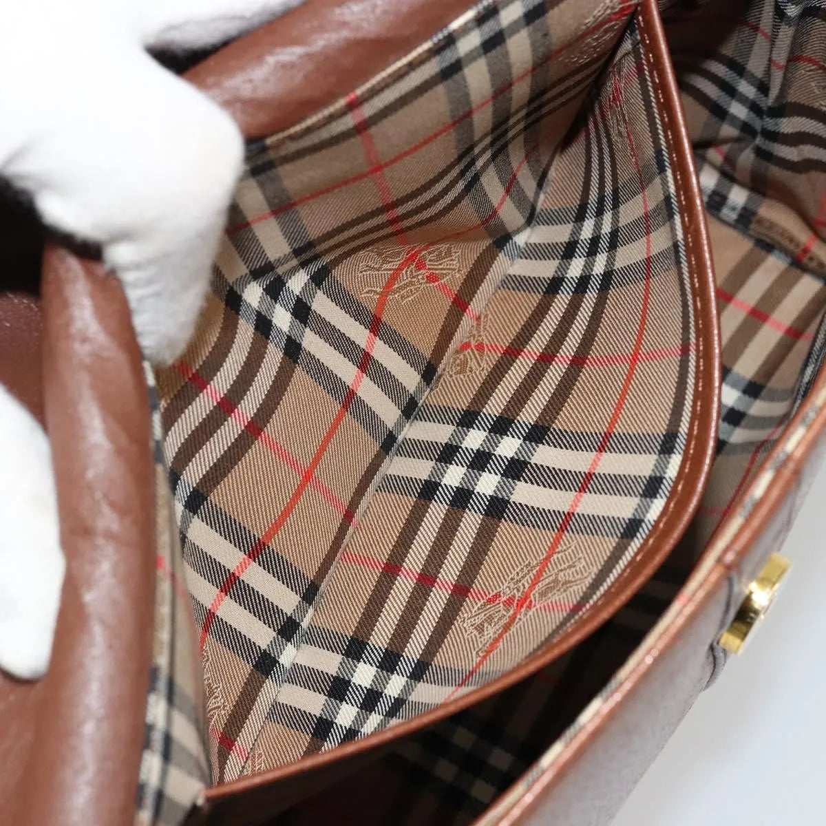 Burberry Vintage Flap Leather Beige Leather Shoulder Bag Bag (Pre-Owned)