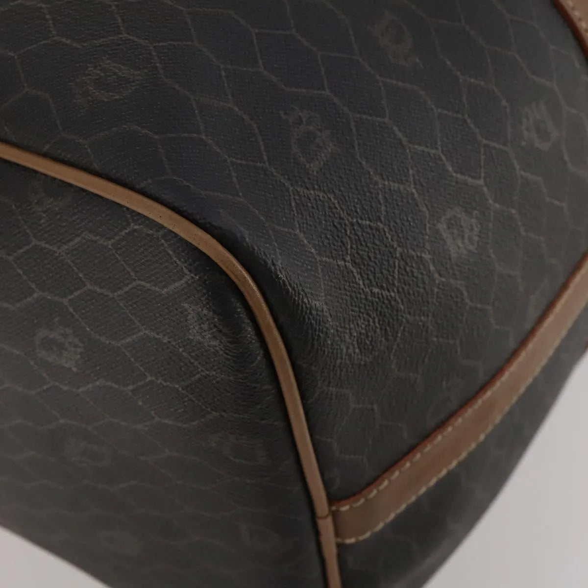 Christian Dior Vintage Honeycomb Boston Canvas And Leather Black Canvas Travel Bag Bag (Pre-Owned)