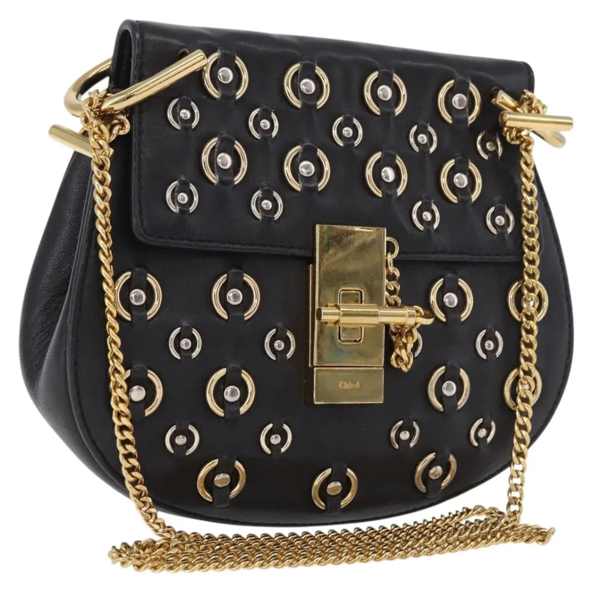Chloe Drew Leather Black Leather Shoulder Bag Bag (Pre-Owned)