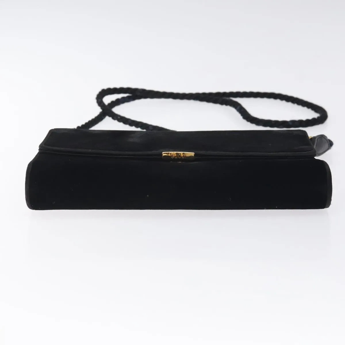 Gucci Vintage Flap Velvet Black Velvet Shoulder Bag Bag (Pre-Owned)