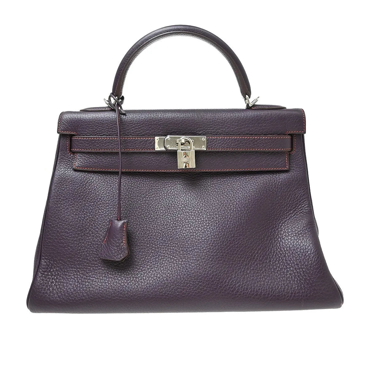 Hermes Kelly Retourne Clémence Taurillon Purple Leather Handbag (Pre-Owned)
