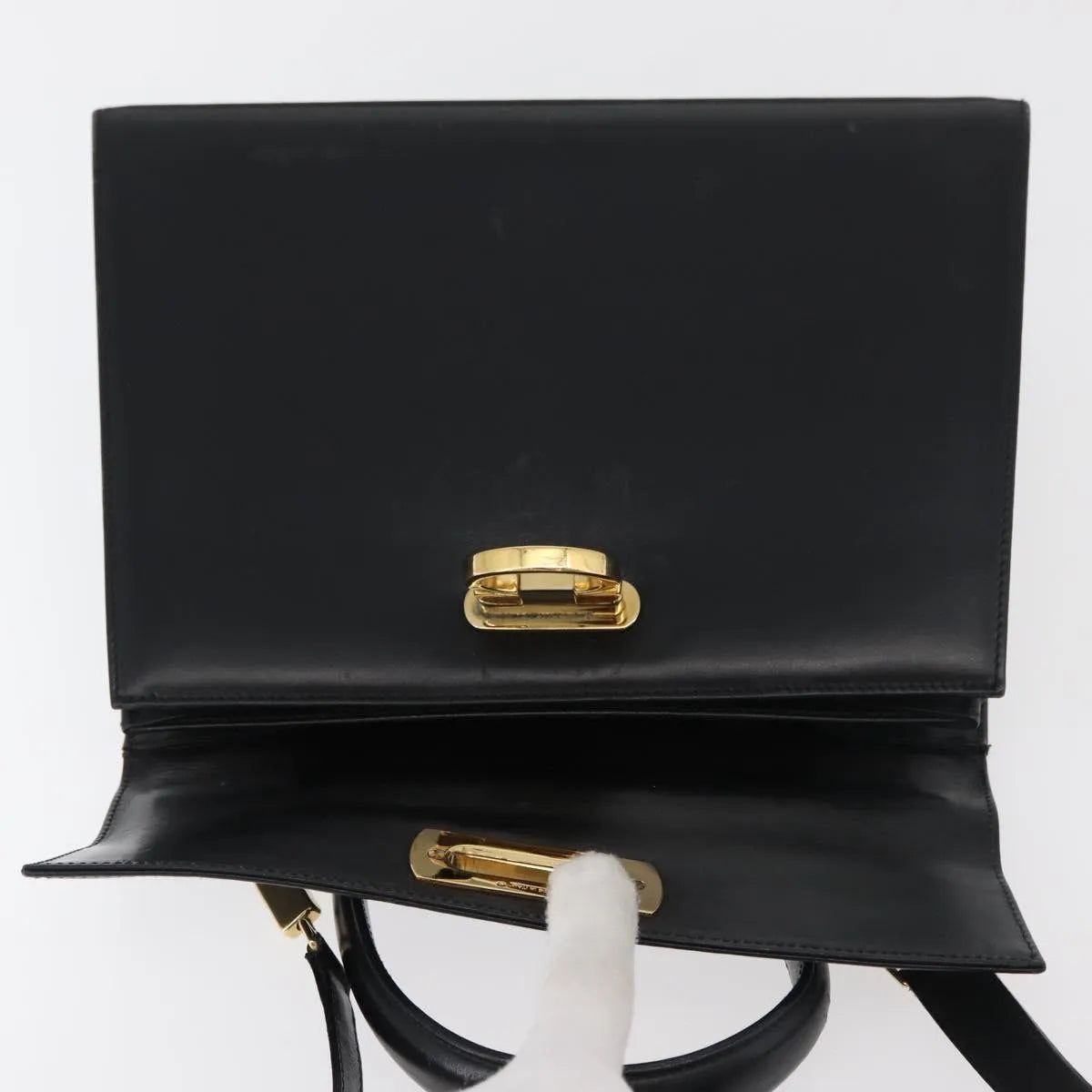 Salvatore Ferragamo Convertible Top Handle Leather Black Leather Handbag (Pre-Owned)