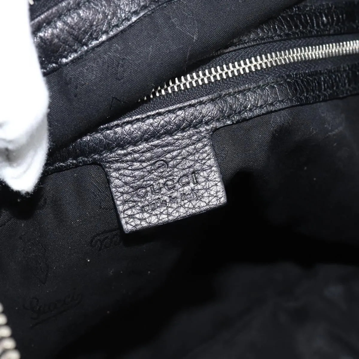 Gucci Vintage Bamboo Shoulder Nylon Black Leather Handbag (Pre-Owned)