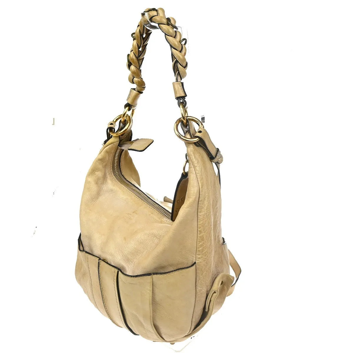 Chloe Heloise Hobo Leather Beige Leather Shoulder Bag Bag (Pre-Owned)