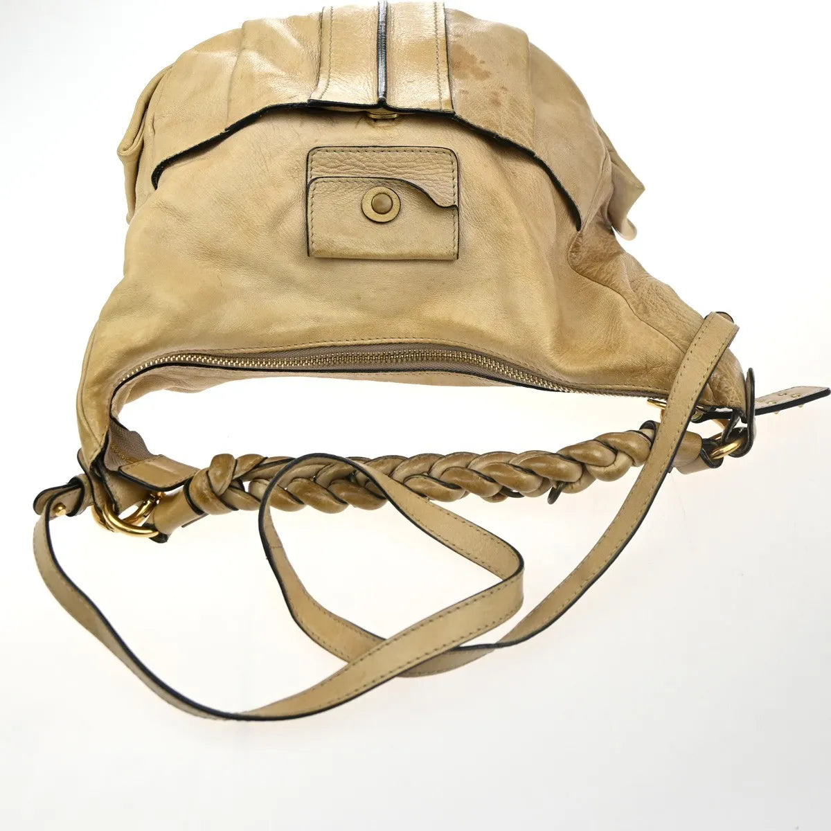Chloe Heloise Hobo Leather Beige Leather Shoulder Bag Bag (Pre-Owned)