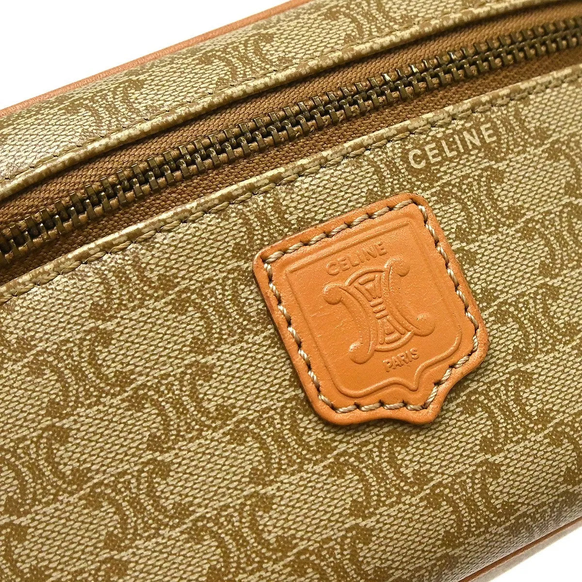 Celine Top Handle Vanity Box Leather Beige Pvc Handbag (Pre-Owned)