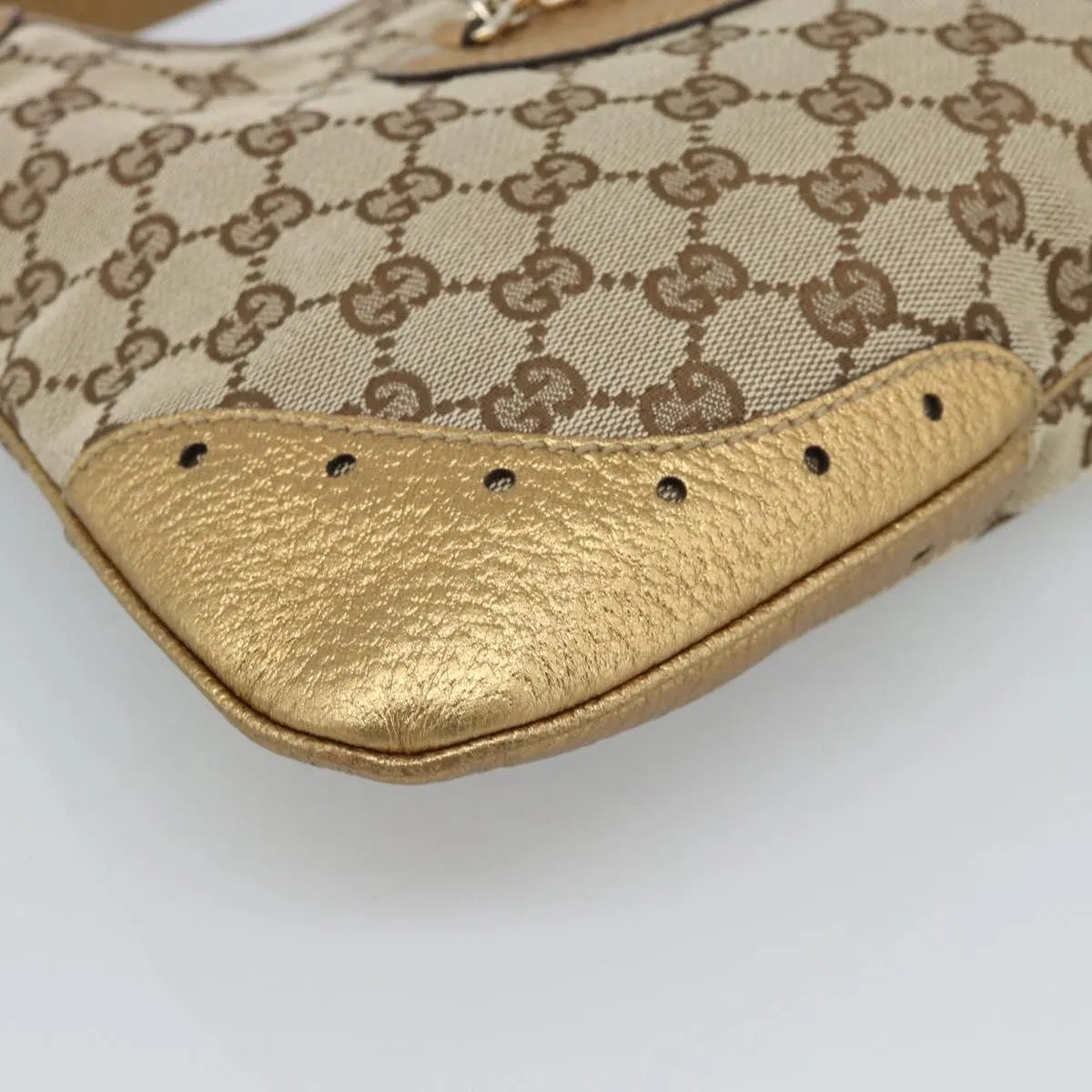 Gucci Vintage Jackie O Chain Hobo Gg Canvas And Leather Beige Canvas Handbag (Pre-Owned)