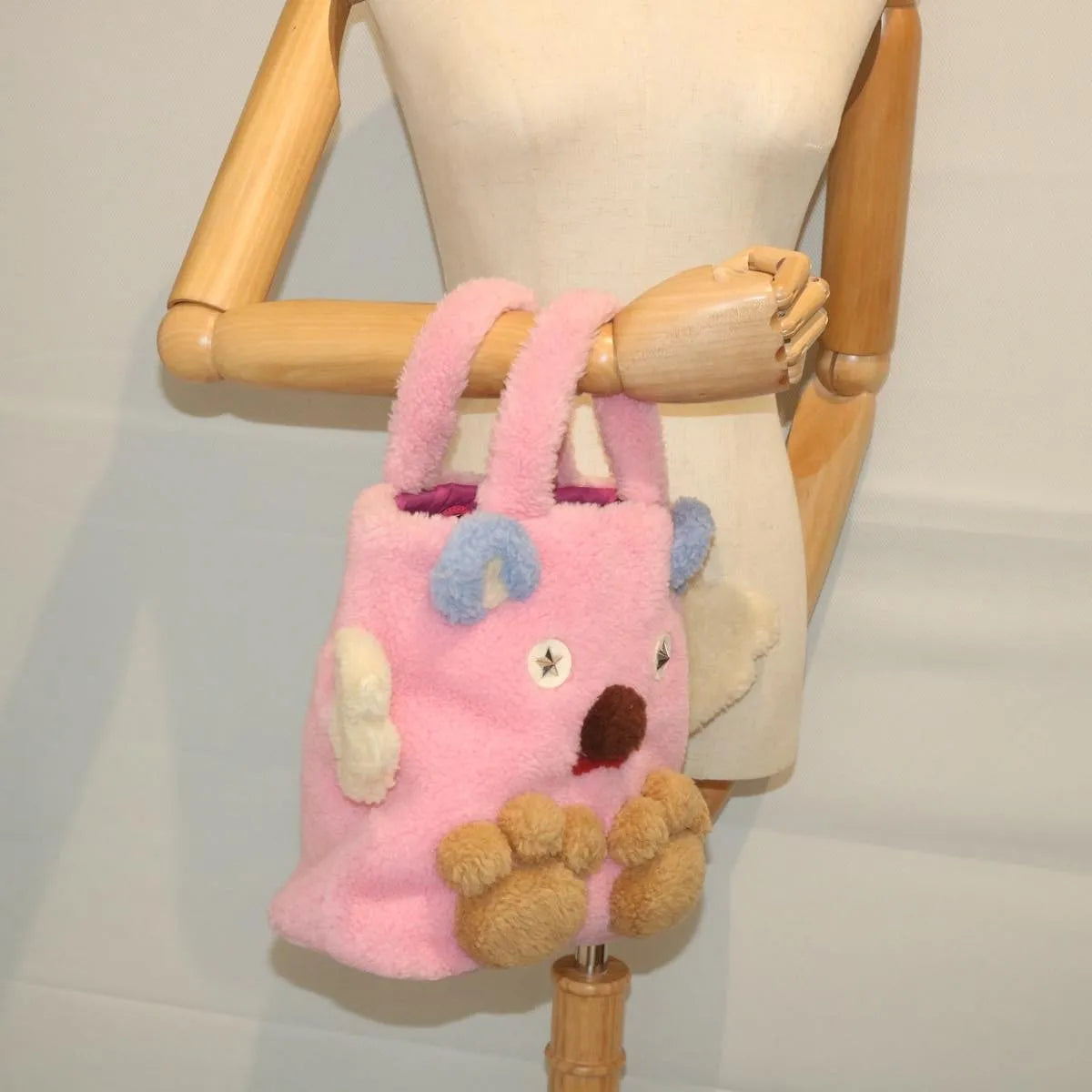 Gucci Children's Flying Bear Tote Wool Pink Wool Handbag (Pre-Owned)