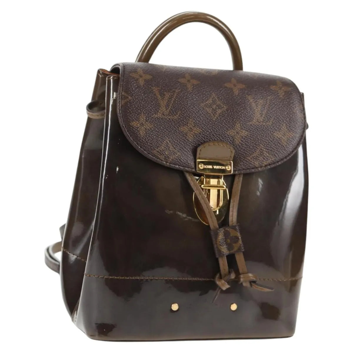 Louis Vuitton Hot Springs Vernis With Monogram Canvas Brown Canvas Backpack Bag (Pre-Owned)